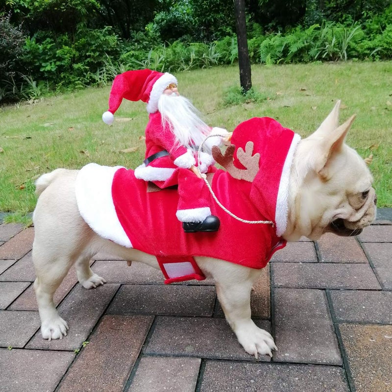 BWOGUE Santa Dog Costume Christmas Pet Clothes Santa Claus Riding Pet Cosplay Costumes Party Dressing up Dogs Cats Outfit for Small Medium Large Dogs Cats - Image 2